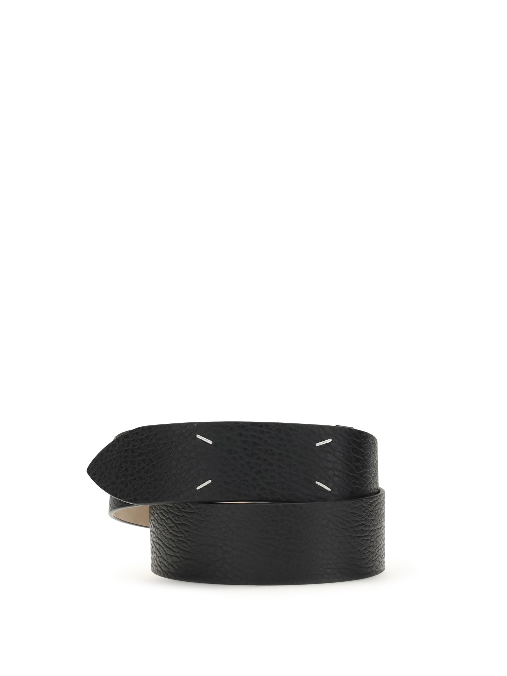grained four-stitch belt