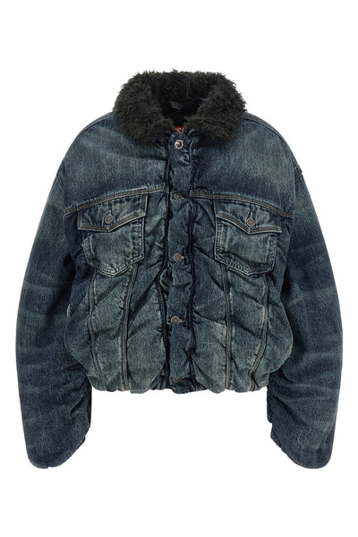 the diesel d-curly-fsj1 denim jacket redefines classic volumes through an over