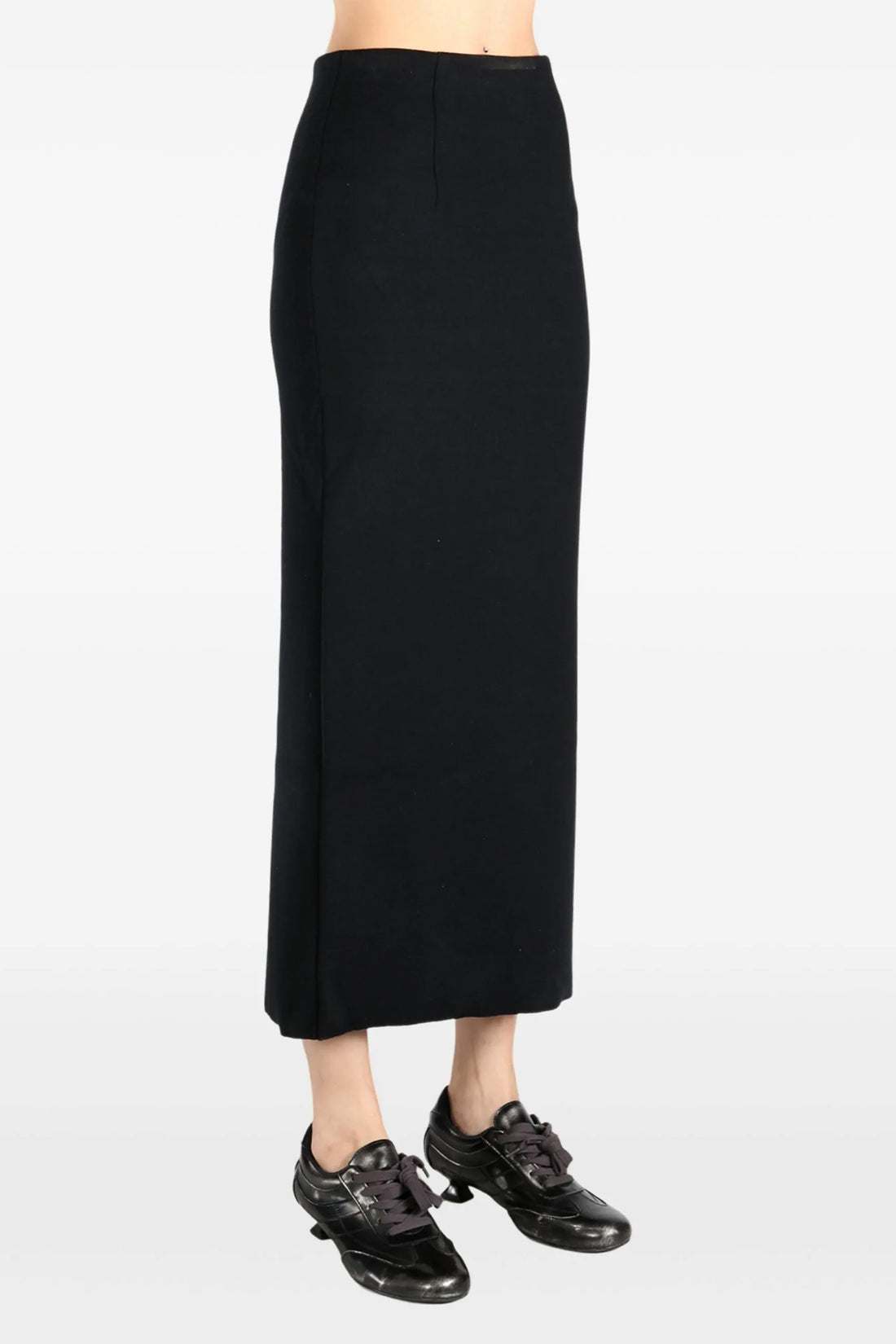 AURALEE 1 long double-sided knitted skirt in yarn dyed