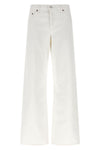 low rise loose garment marshmallow-dyed cotton denim jeans
