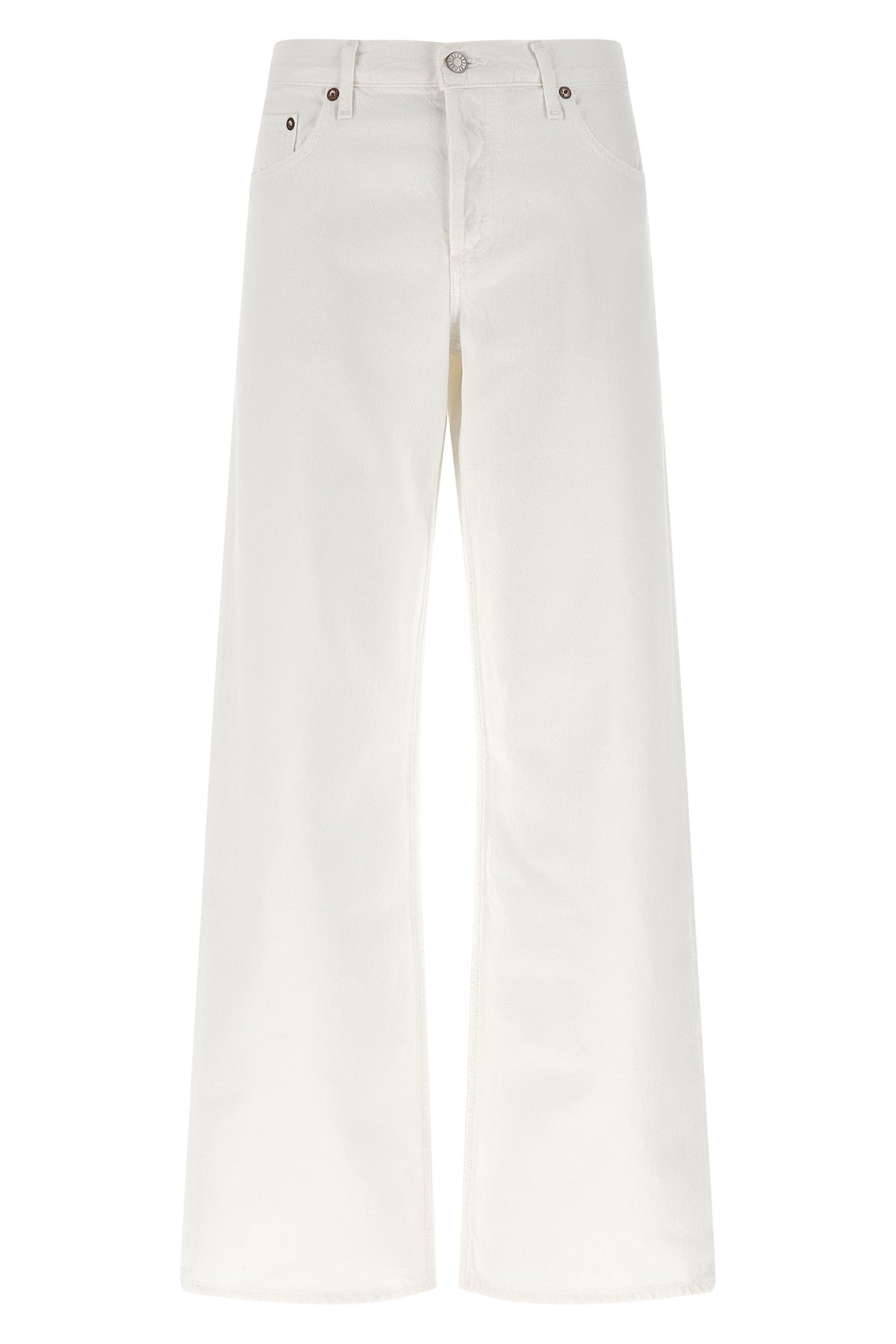 low rise loose garment marshmallow-dyed cotton denim jeans
