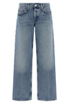 low rise loose jeans in medium worn indigo denim