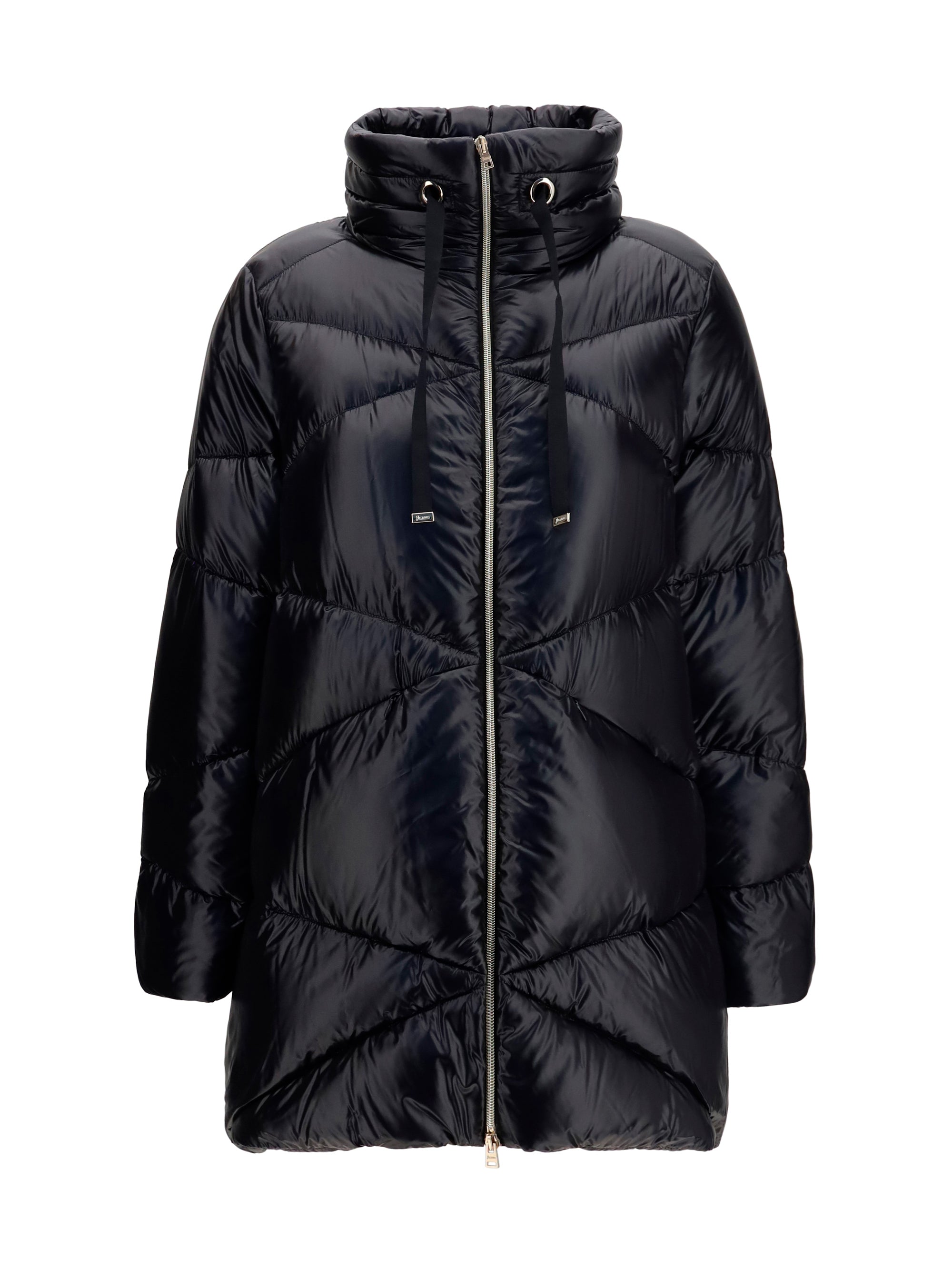 quilted drawstring down jacket
