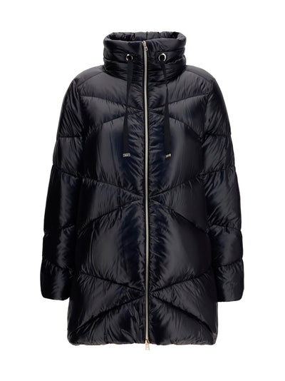 quilted drawstring down jacket
