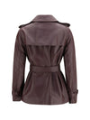 short leather trench coat