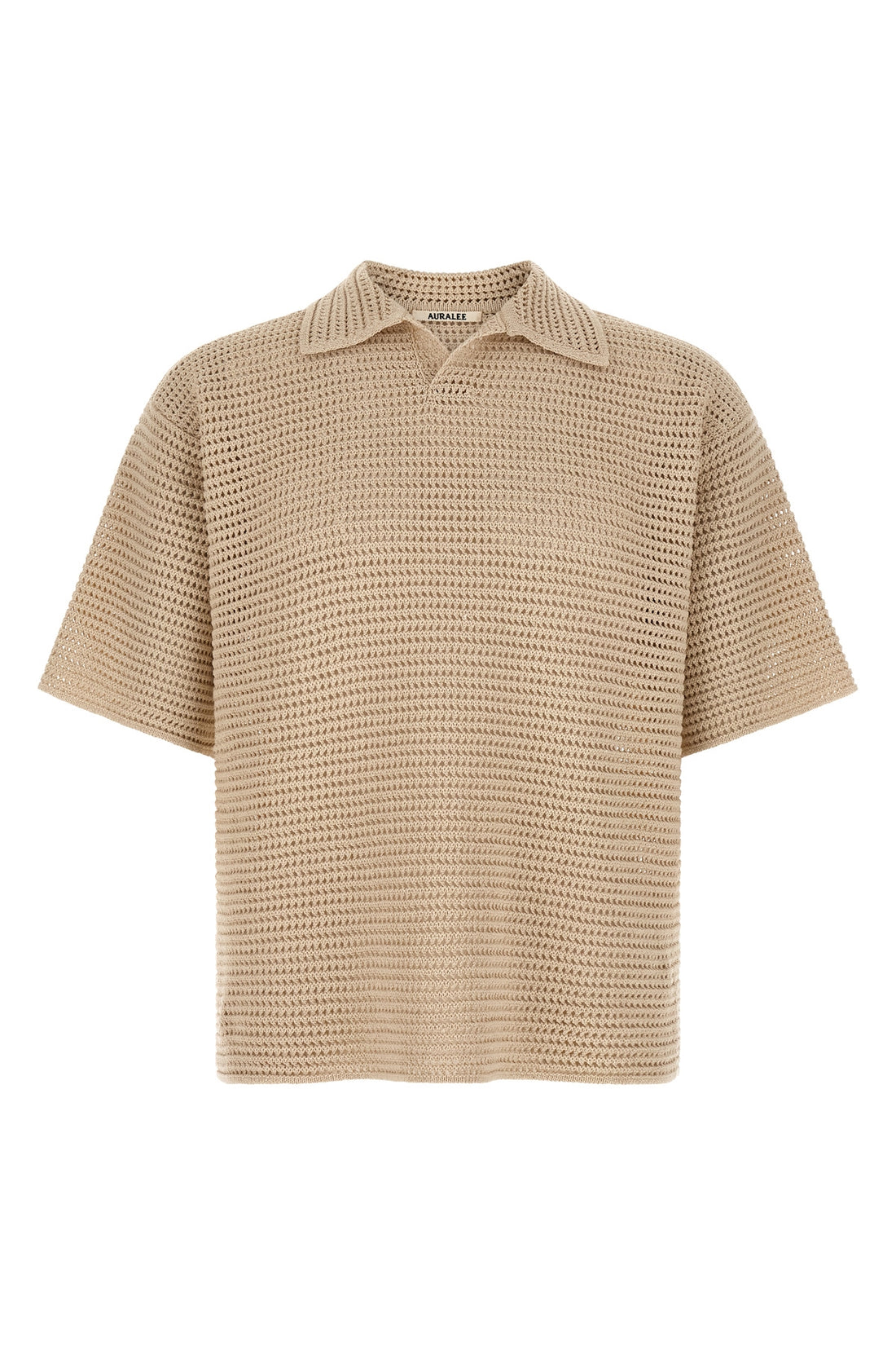 AURALEE 4 tussah knitted fabric polo shirt