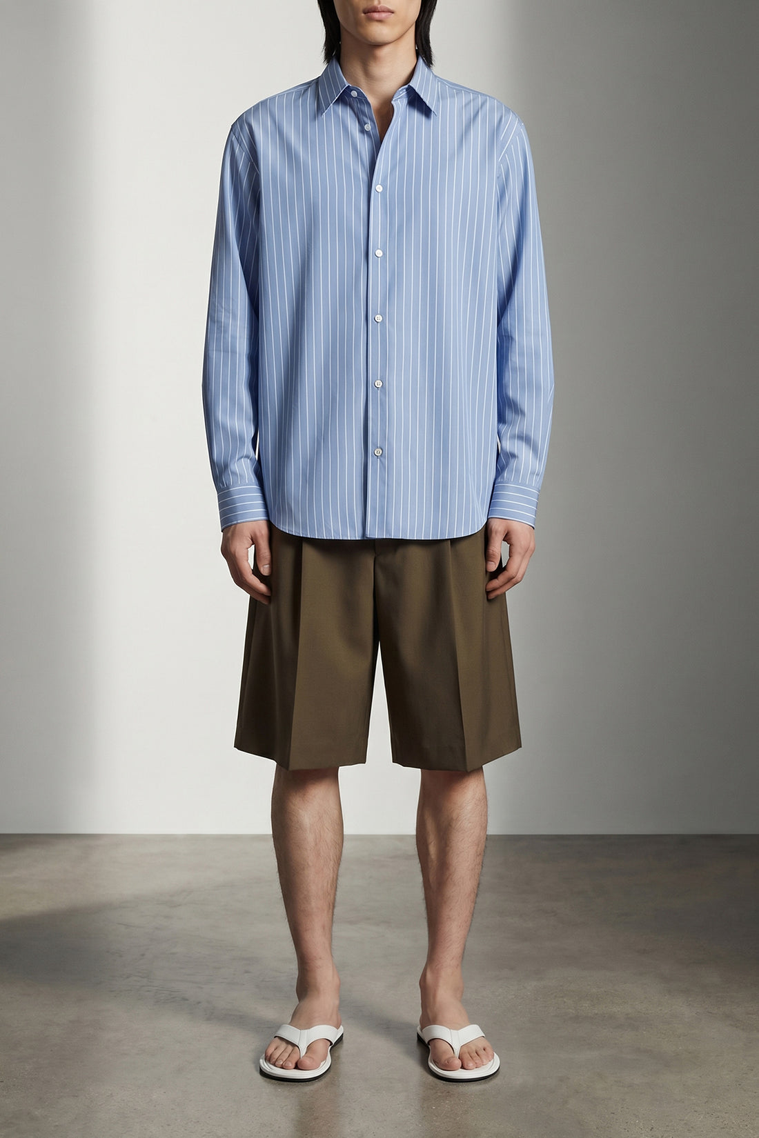 AURALEE 5 striped cotton and silk shirt