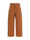 cotton canvas barrel-leg pants