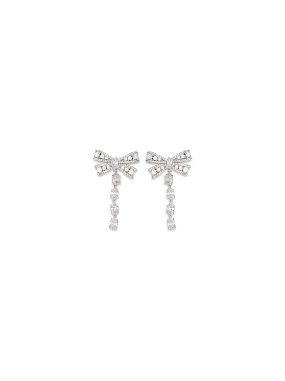 SELF-PORTRAIT OS crystal bow drop earrings
