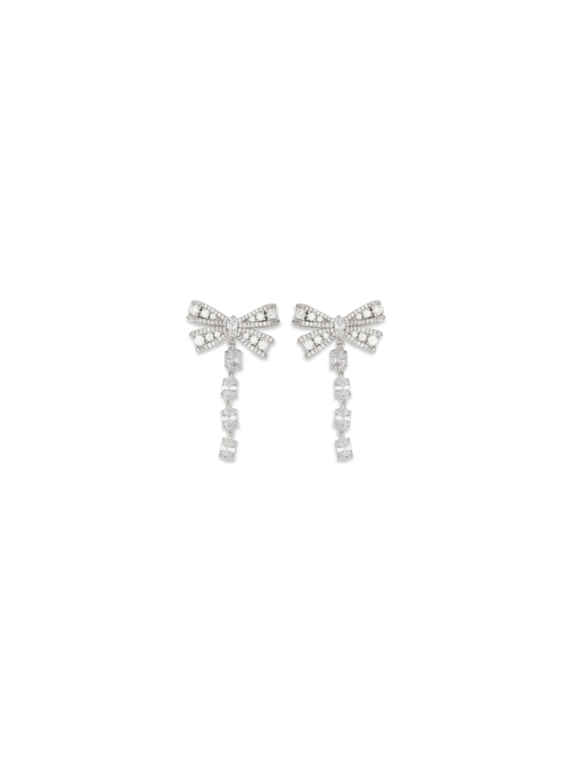 crystal bow drop earrings