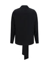 silk blouse with embroidered logo and scarf detail