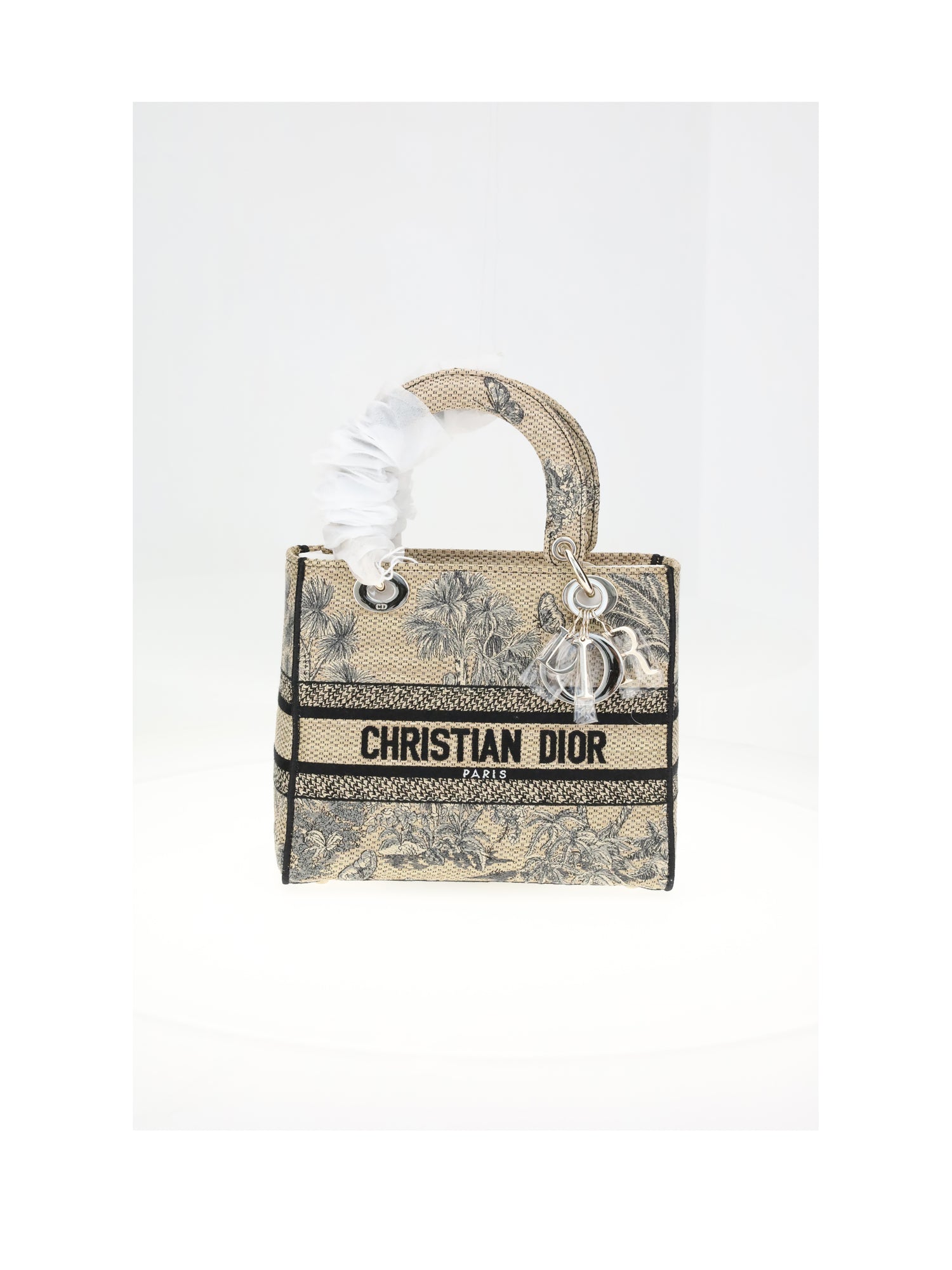 DIOR OS lady dior m embroidery palm rafia