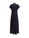 crêpe de chine dress with iris velvet embroidery