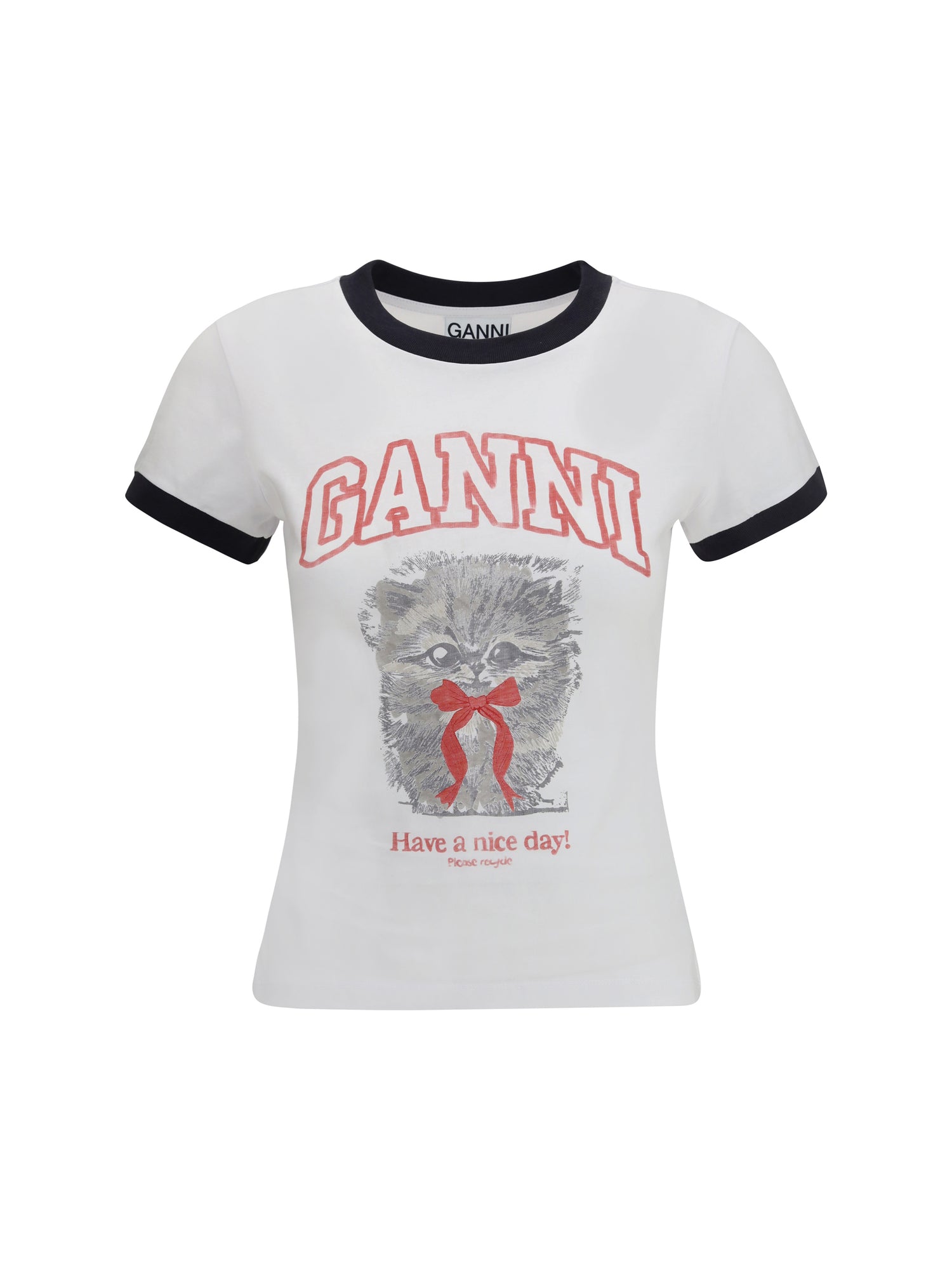 GANNI L cropped kitty t-shirt 