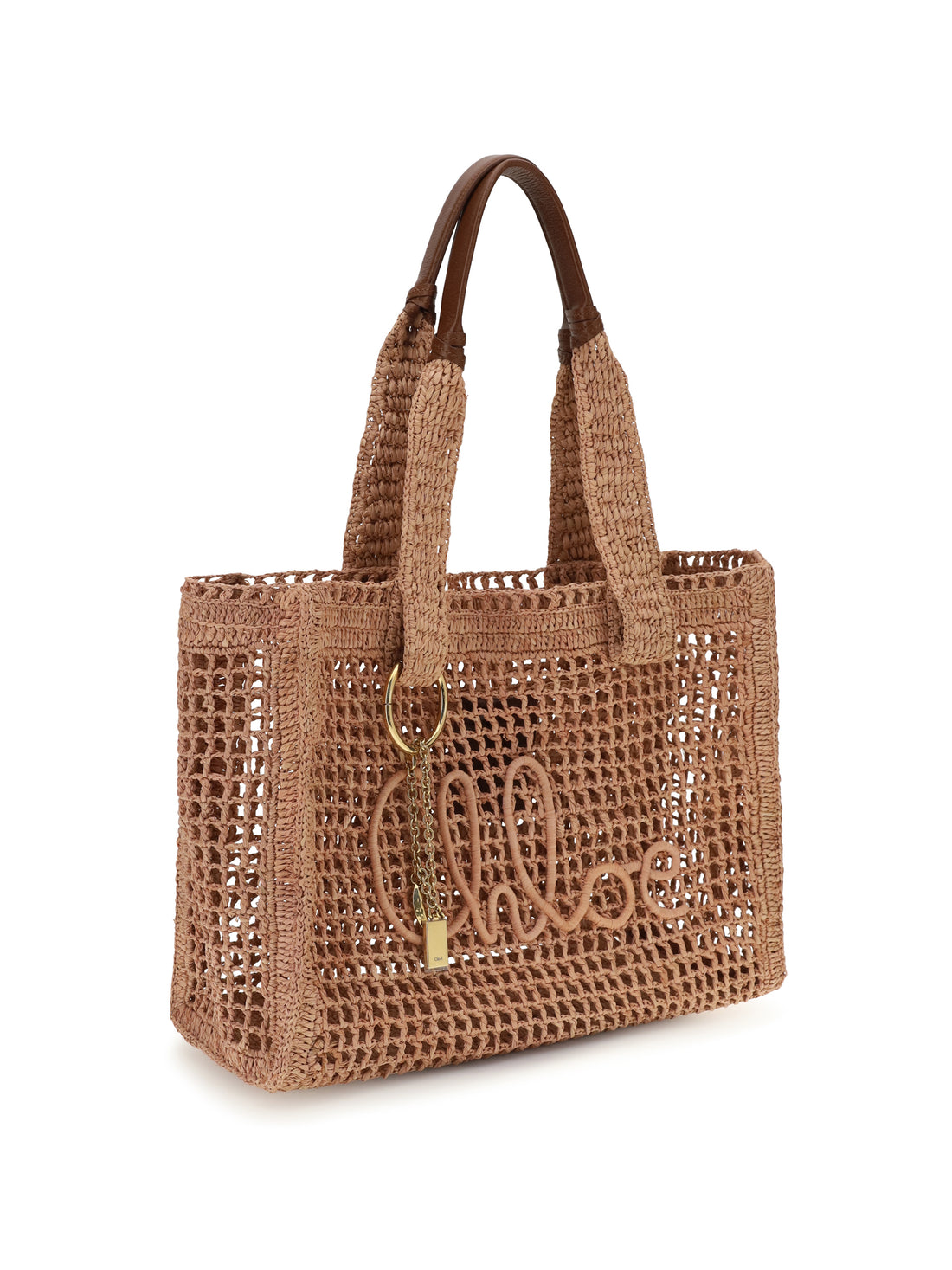 CHLOÉ OS east-west summer banana raffia tote bag