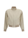 zip bomber jacket in silk poplin