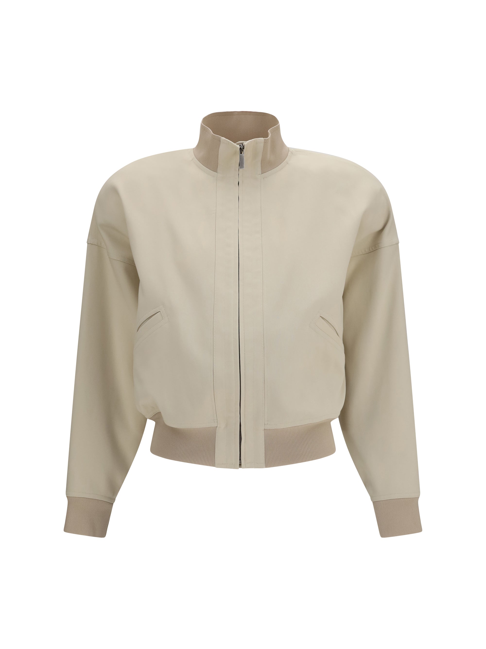 zip bomber jacket in silk poplin
