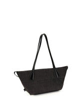 BALMAIN OS calfskin and raffia track shoulder bag