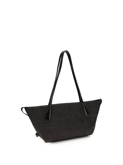 BALMAIN OS calfskin and raffia track shoulder bag