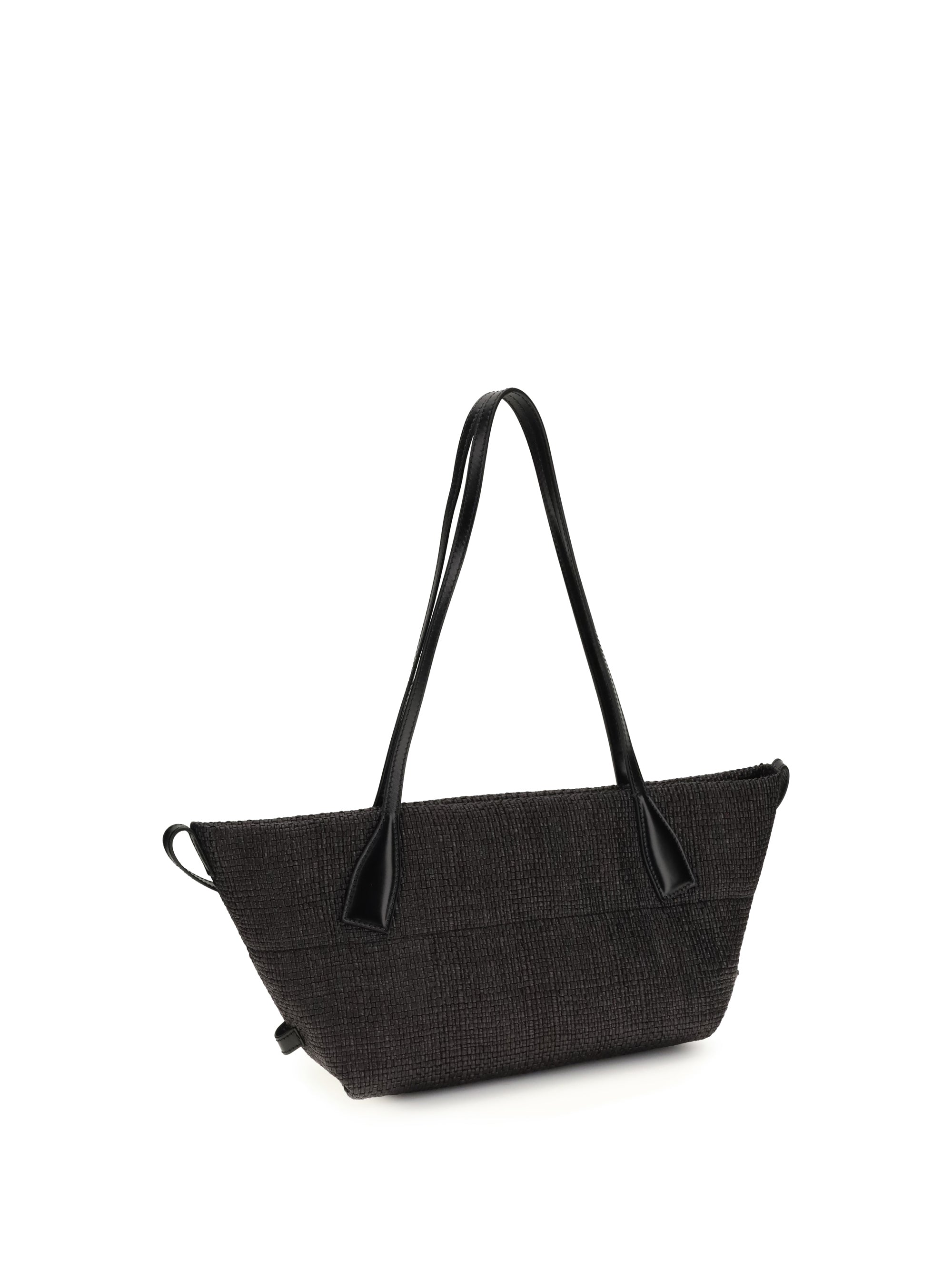 calfskin and raffia track shoulder bag