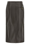 the alberta ferretti mud-colored leather midi skirt features a rigorous straight