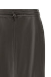 the alberta ferretti mud-colored leather midi skirt features a rigorous straight