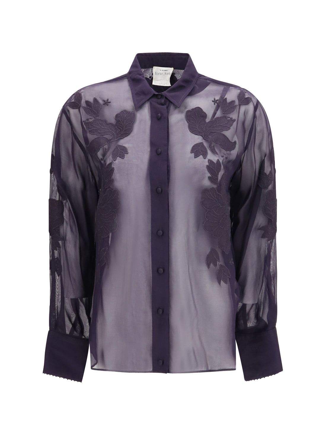 FORTE_FORTE 2 organza shirt with floral embroidery