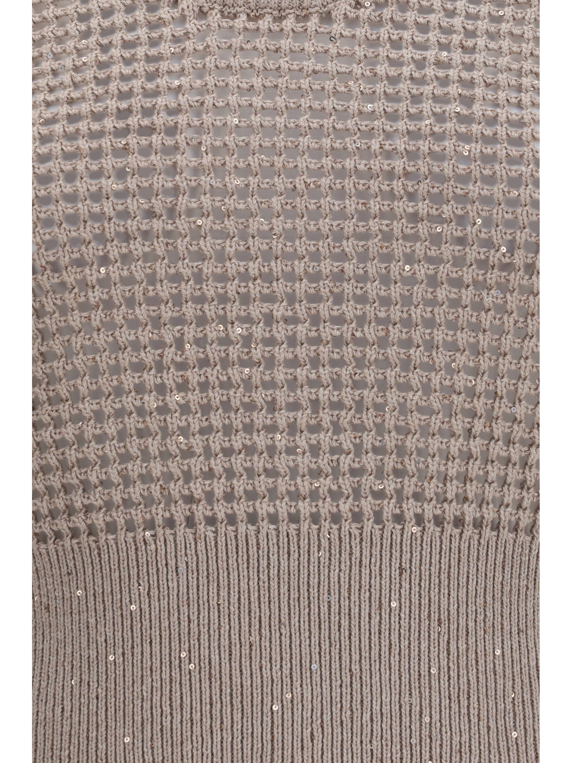 perforated sequin tank top