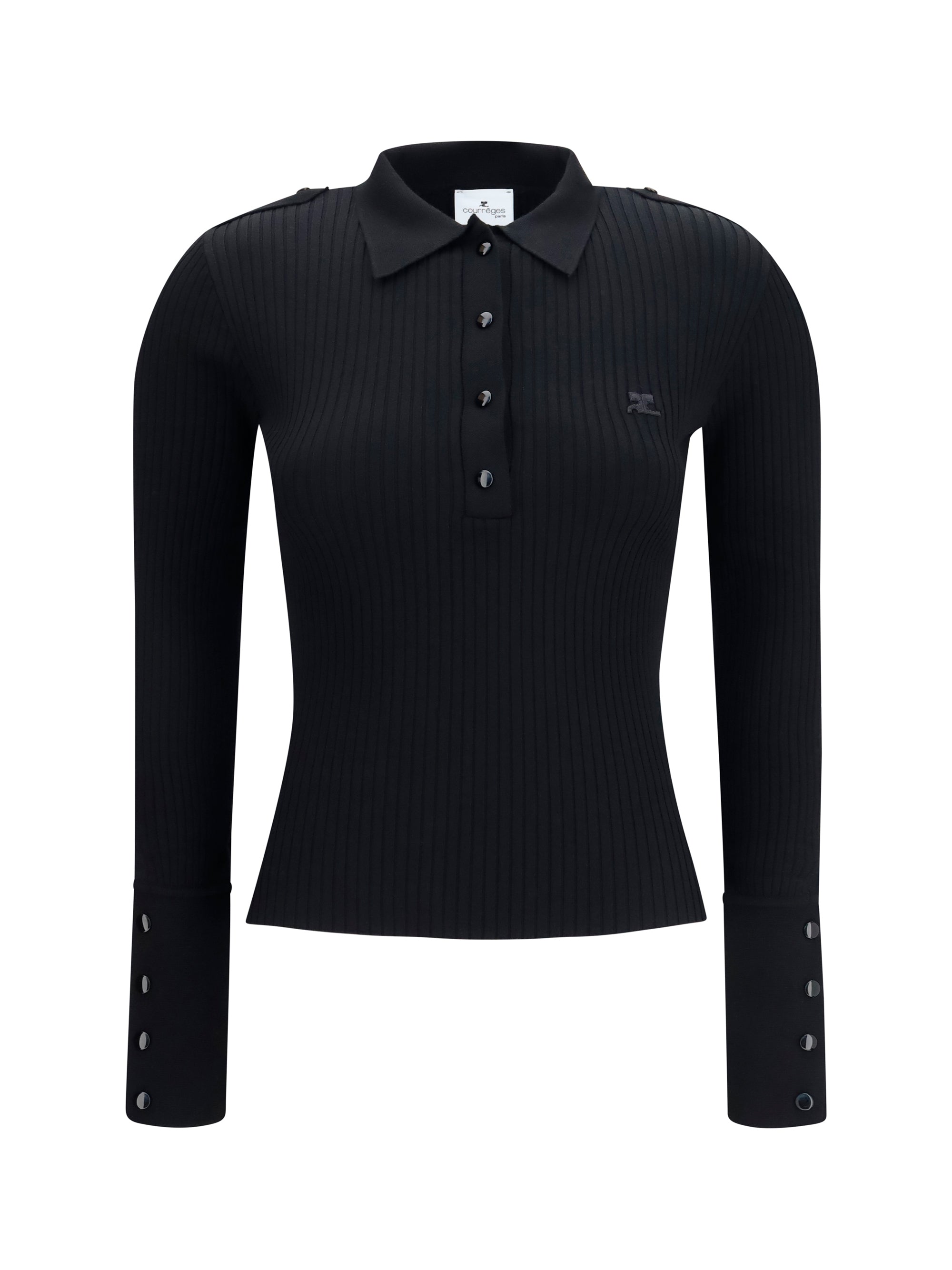 ribbed knit polo shirt