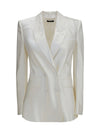 polka-dot satin double-breasted blazer