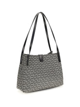BALMAIN OS jacquard and leather tote bag