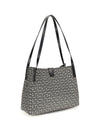 jacquard and leather tote bag