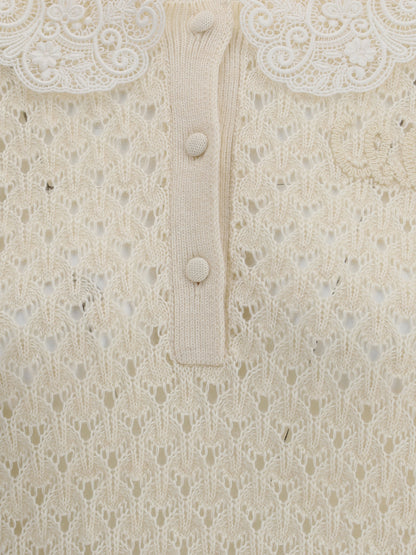 CHLOÉ M sweater with lace collar