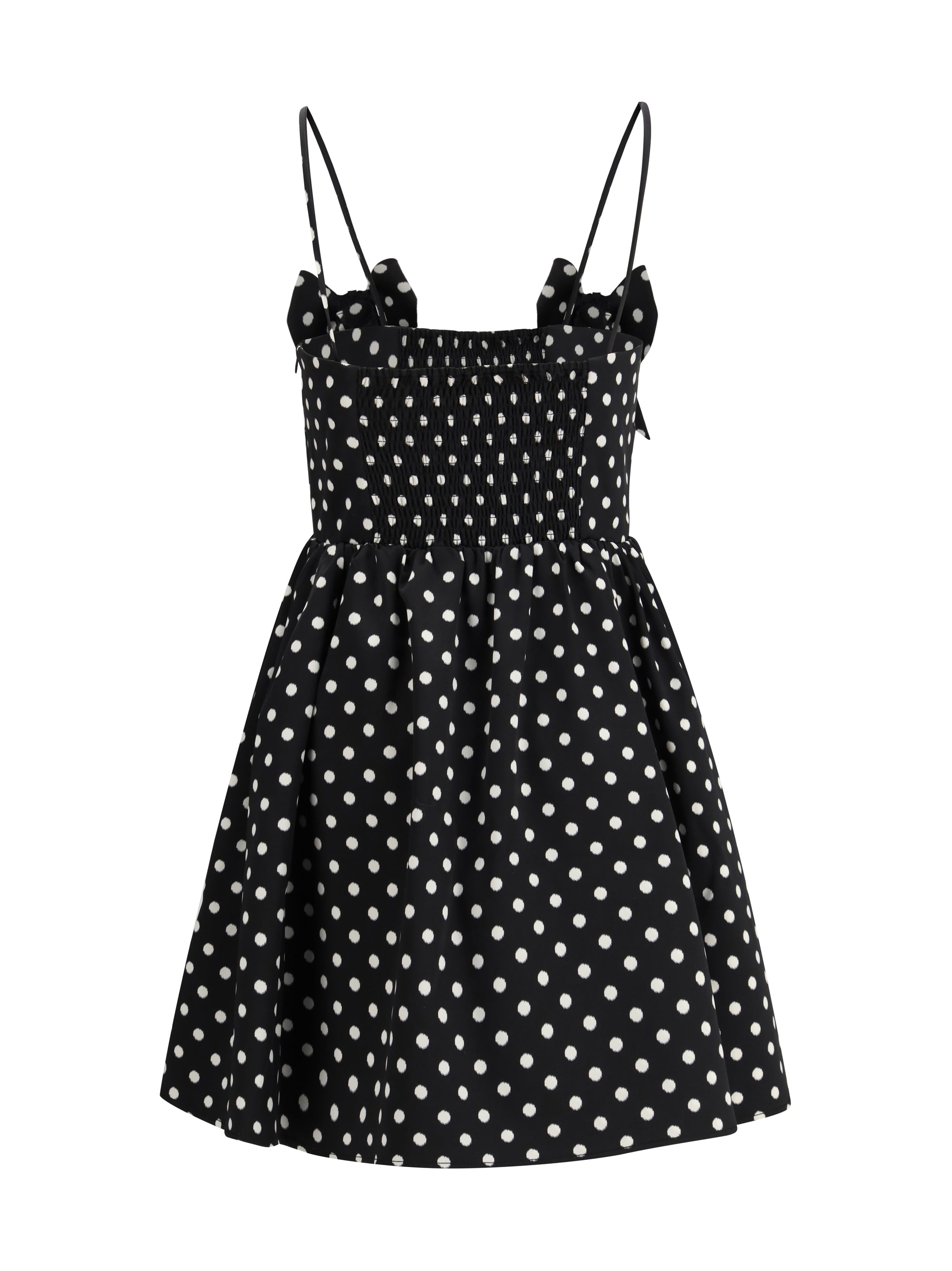 polka-dot satin mini dress
