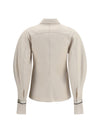 stretch cotton poplin shirt with shiny silk cuffs