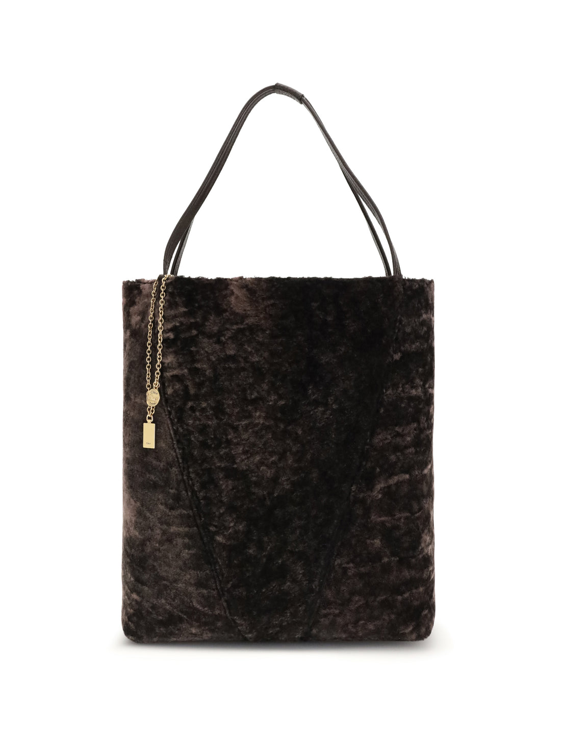 CHLOÉ OS large spin tote bag in soft shearling