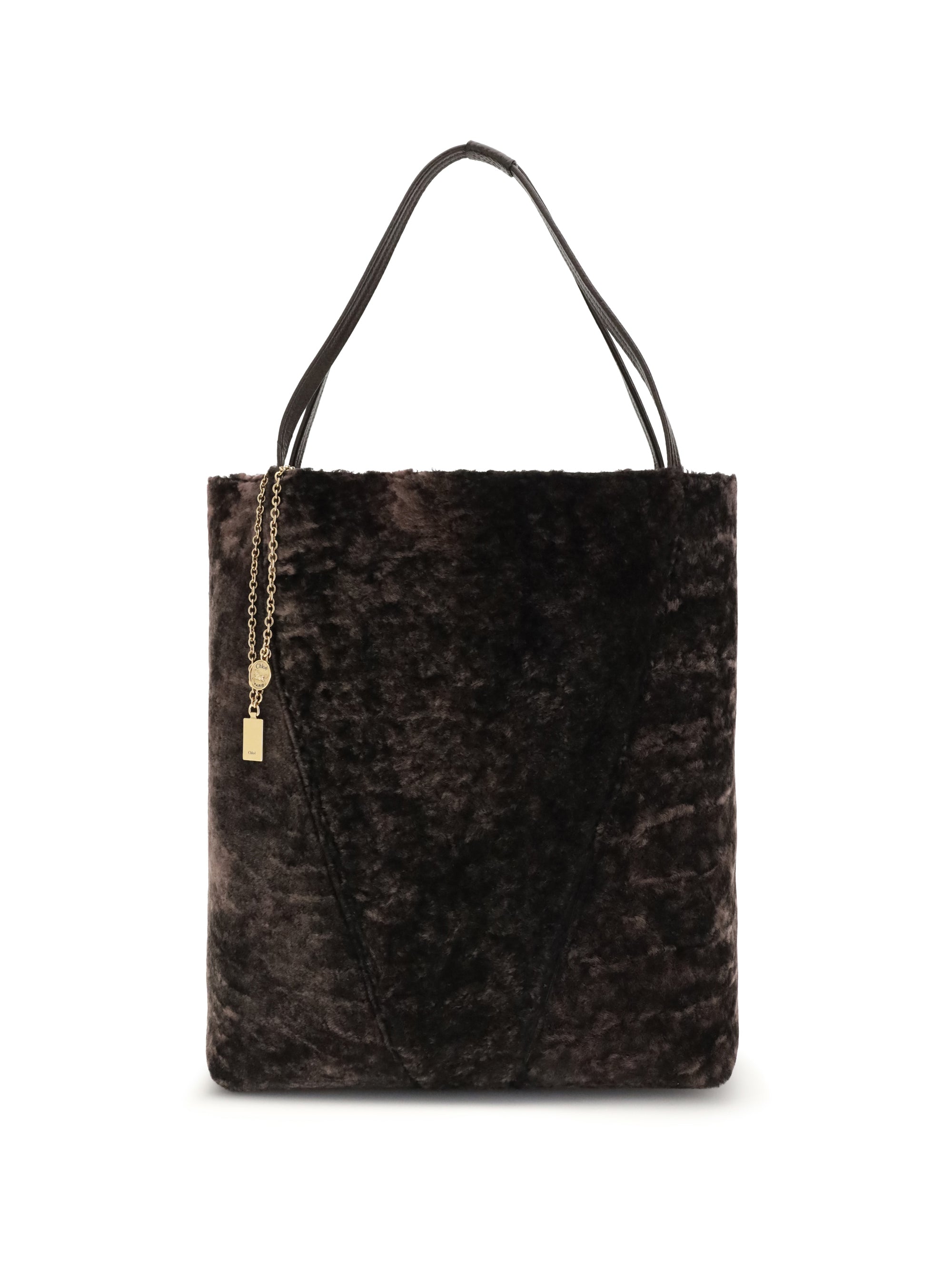 CHLOÉ OS large spin tote bag in soft shearling