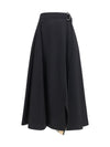 wool twill midi skirt