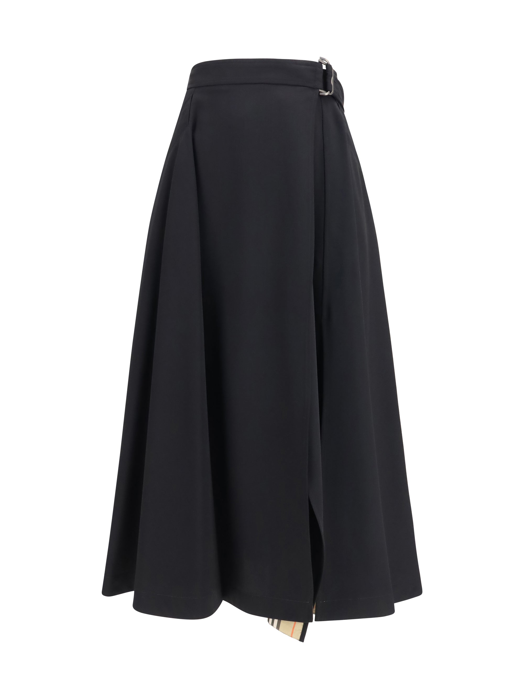 wool twill midi skirt