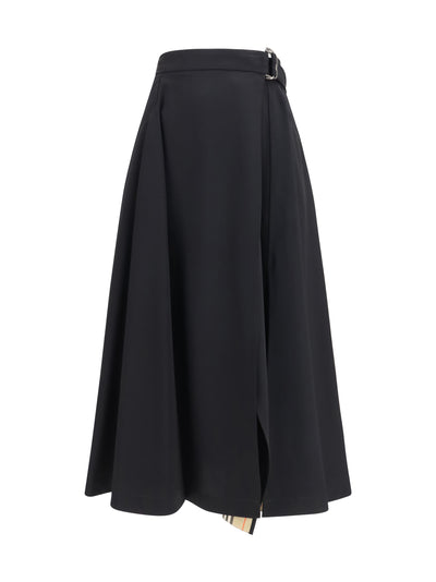 wool twill midi skirt
