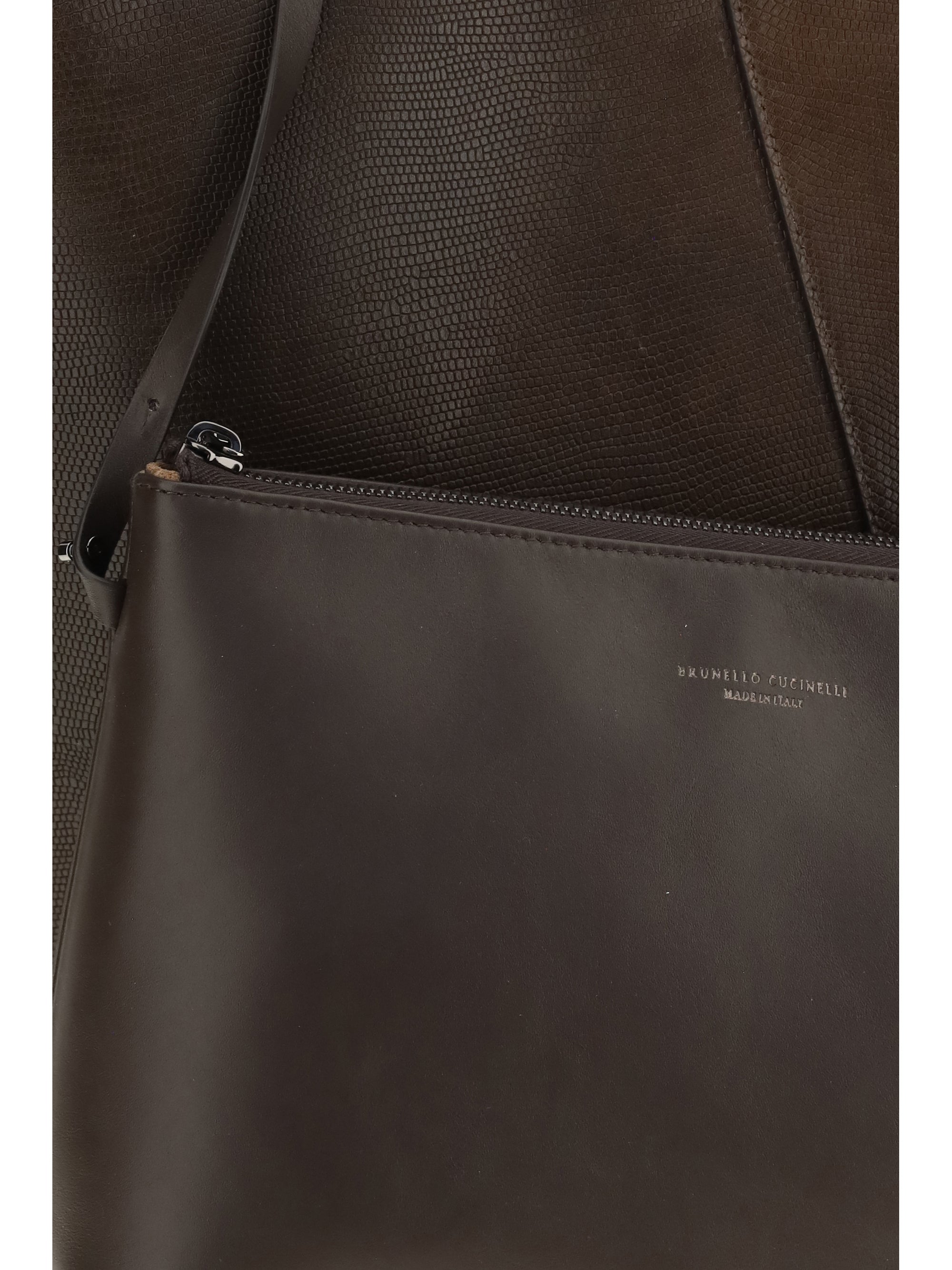 leather shopping bag with monili detail