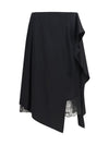 layered satin skirt with lace details