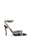 double bow satin pumps