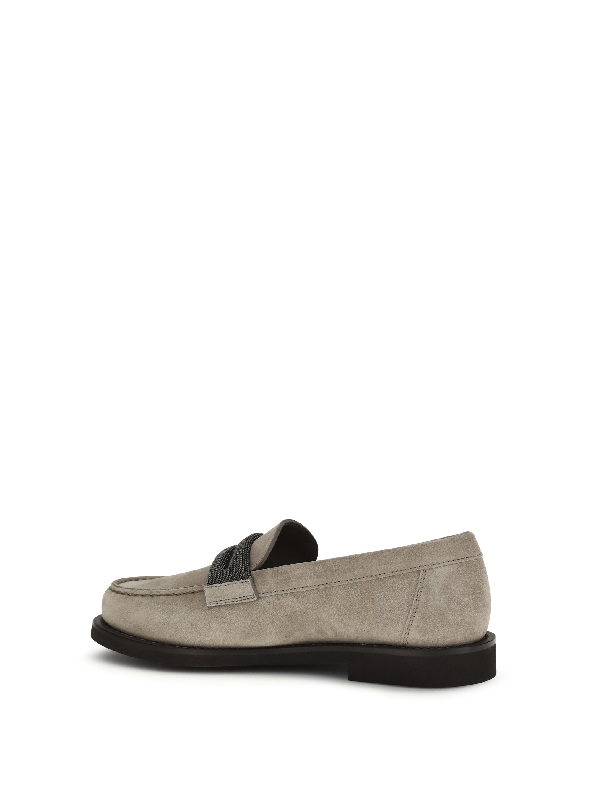 penny loafers in suede with precious clamp