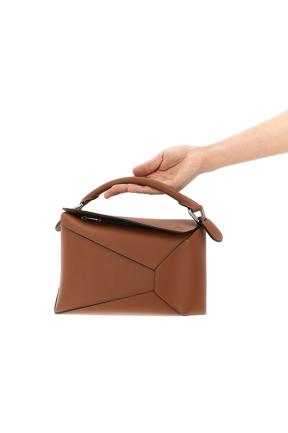 small puzzle edge smooth calf leather handbag