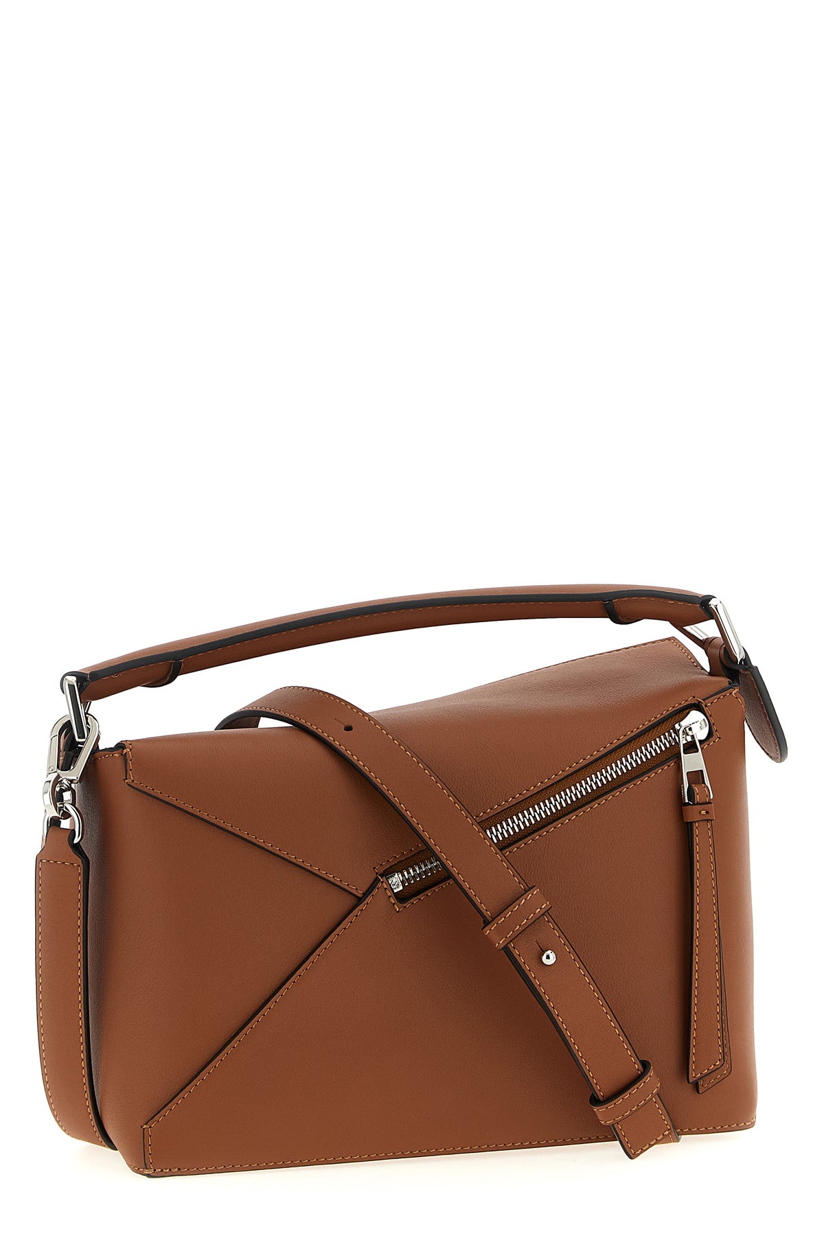 small puzzle edge smooth calf leather handbag
