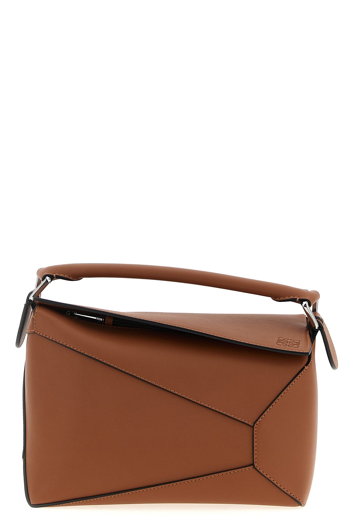 small puzzle edge smooth calf leather handbag