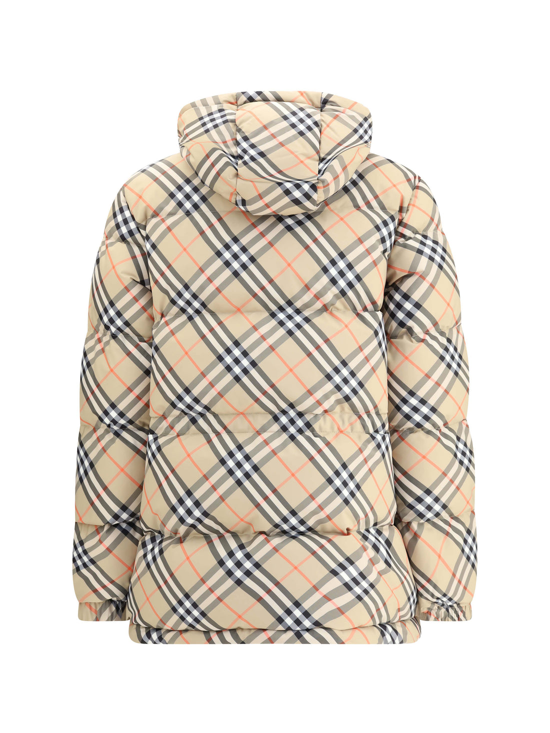 BURBERRY M hooded check down jacket 