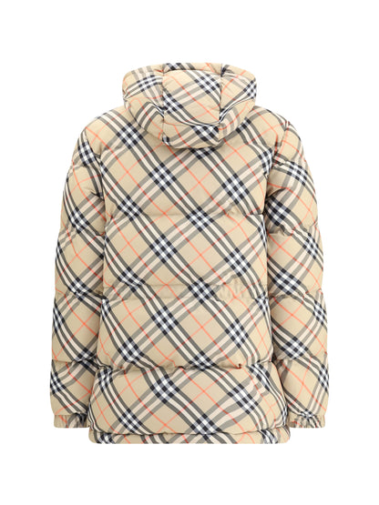 BURBERRY M hooded check down jacket 