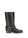 leather buckle snkle boots